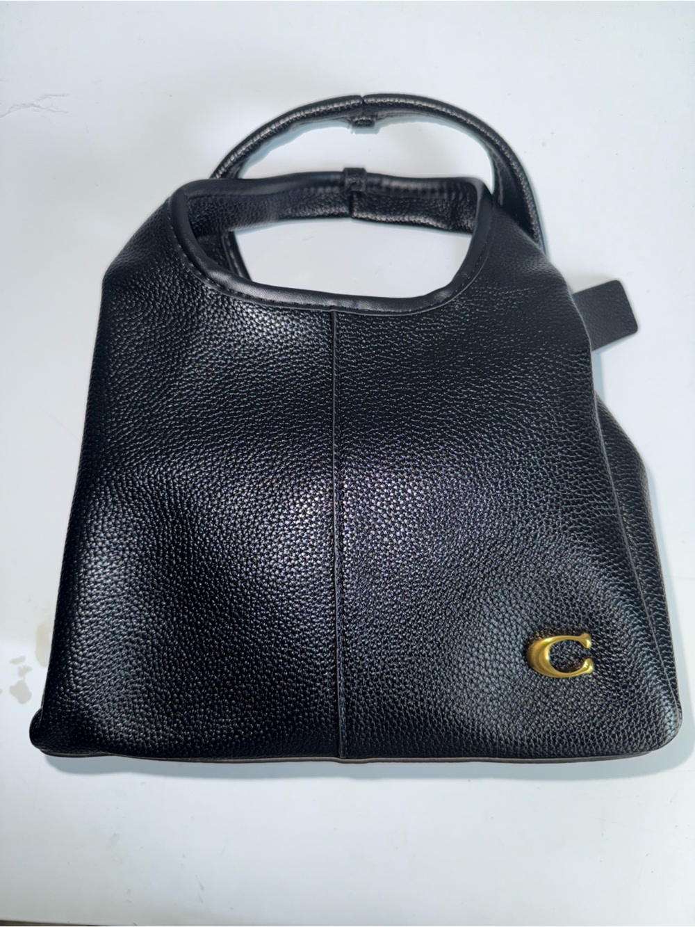 Coach Black Pebbled Leather Tote with Gold 'C' Accent